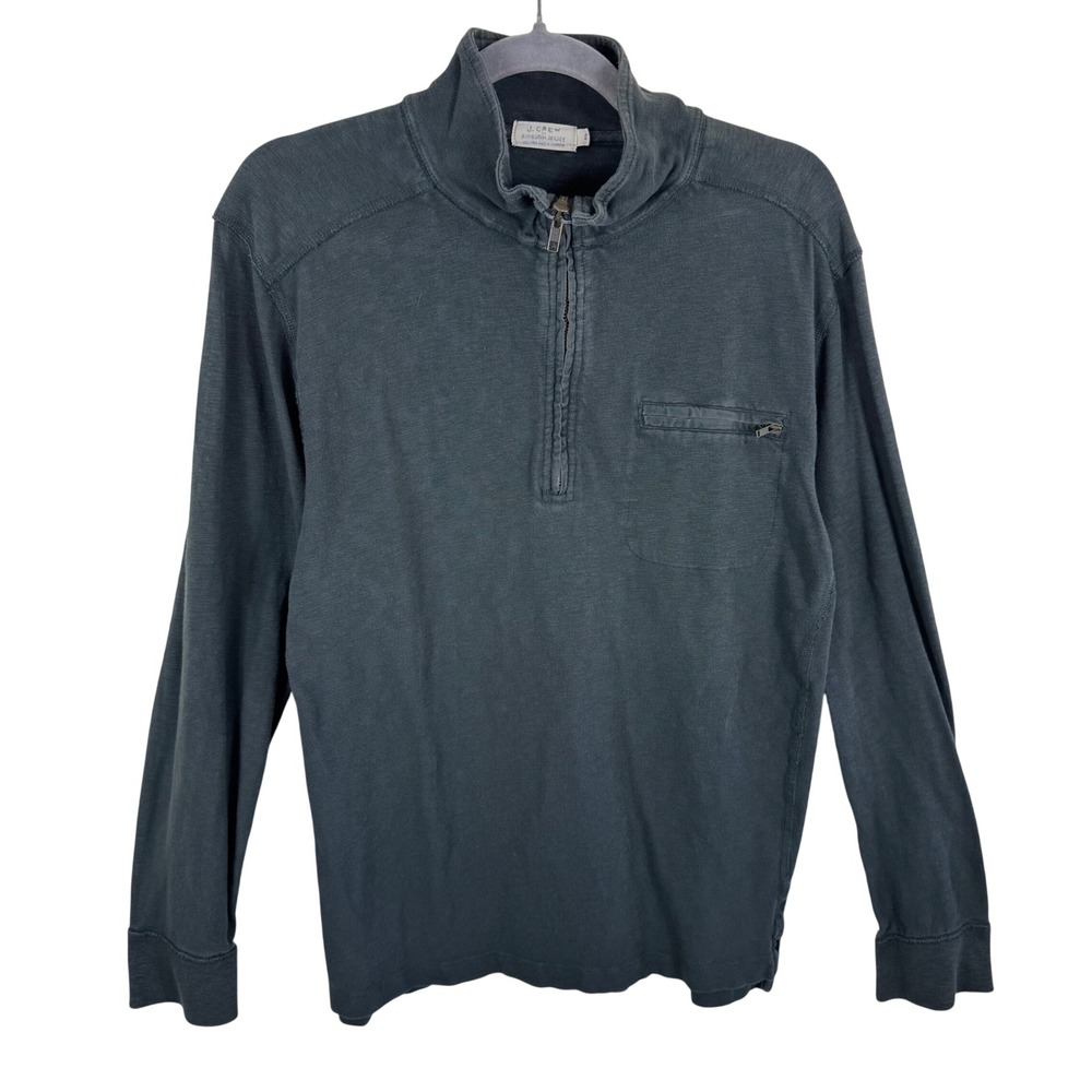 J. Crew Mens Ringspun Jersey Quarter Zip Pullover Green Size Small 16994